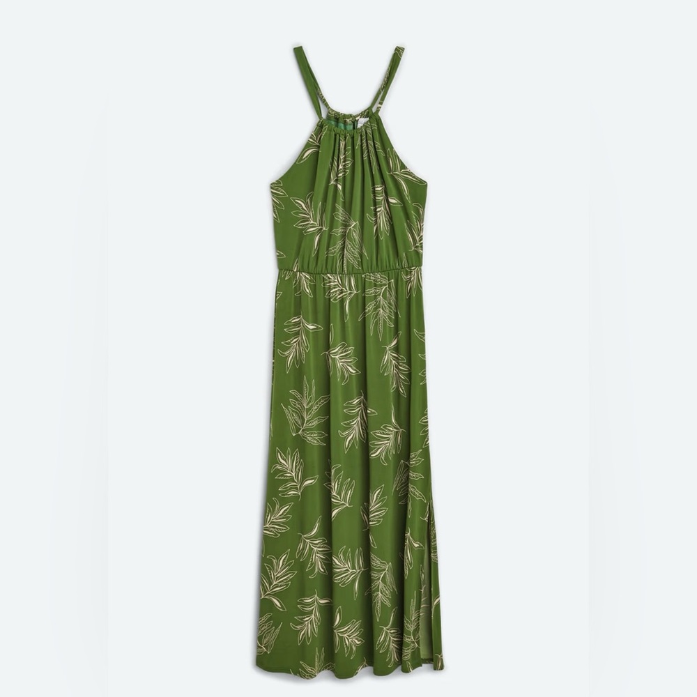 Kaileigh Green Leaf Pattern Maxi Dress
